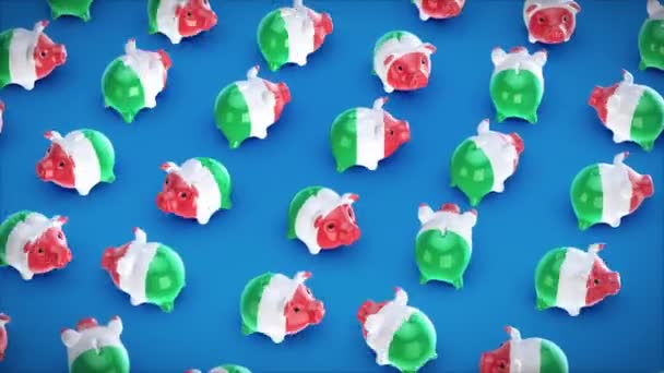 Italian Piggy Banks Animation — Stock Video