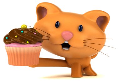Cupcake - 3d çizim ile eğlenceli çizgi film karakteri