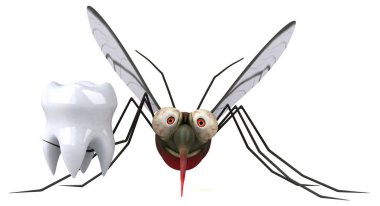 Eğlenceli çizgi film karakteri ile diş - 3d çizim