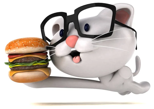 ハンバーガー イラストで楽しい漫画のキャラクター — ストック写真