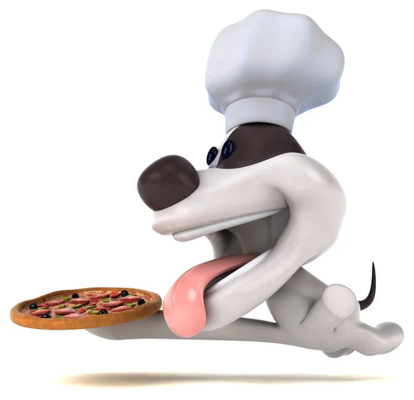Spaß Cartoon Figur Mit Pizza Illustration — Stockfoto