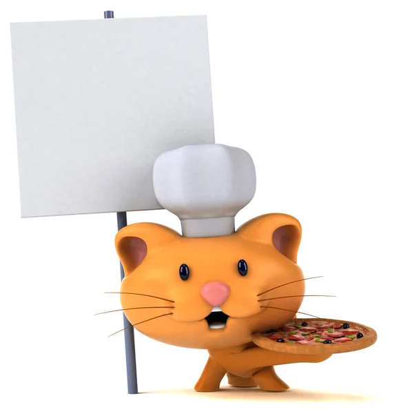 Spaß Cartoon Figur Mit Pizza Illustration — Stockfoto