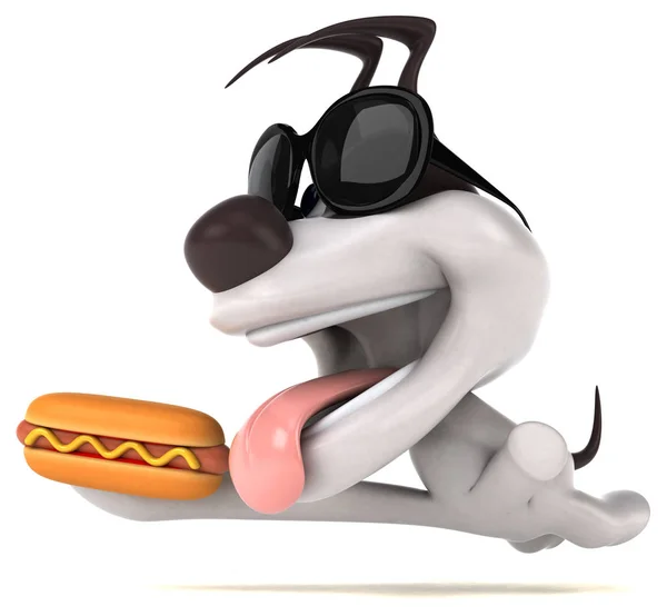 Personagem Desenho Animado Divertido Com Hotdog Ilustração — Fotografia de Stock