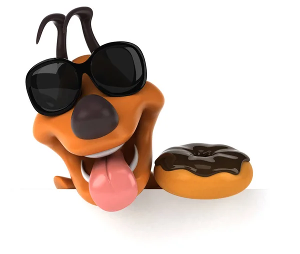 Rolig Tecknad Figur Med Donut Illustration — Stockfoto