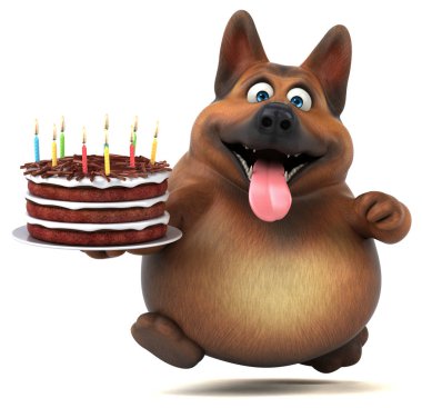 Eğlenceli çizgi film karakteri ile kek - 3d çizim