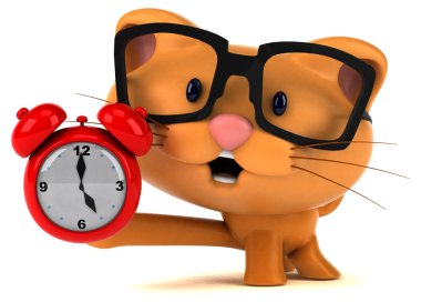 Eğlenceli çizgi film karakteri ile saat - 3d çizim