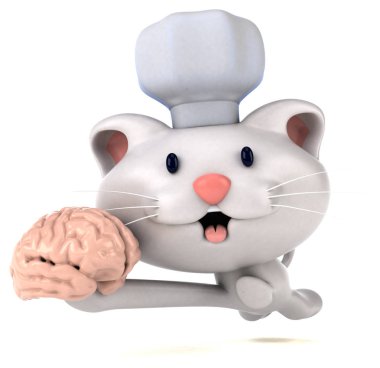 Eğlenceli çizgi film karakteri ile beyin - 3d çizim