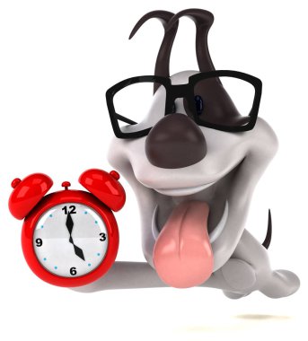 Eğlenceli çizgi film karakteri ile saat - 3d çizim