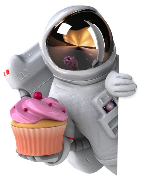 Spaß Cartoon Figur Mit Cupcake Illustration — Stockfoto