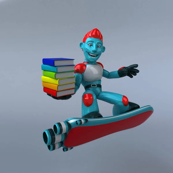 Spaß Cartoon Figur Mit Büchern Illustration — Stockfoto