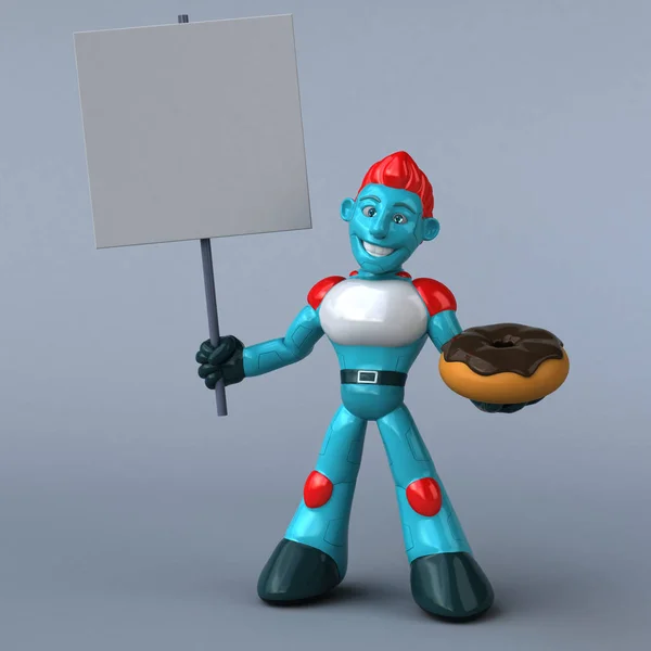 Personagem Desenho Animado Divertido Com Donut Ilustração — Fotografia de Stock