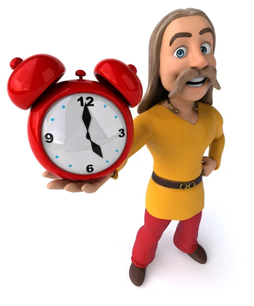 Spaß Cartoon Figur Mit Uhr Illustration — Stockfoto