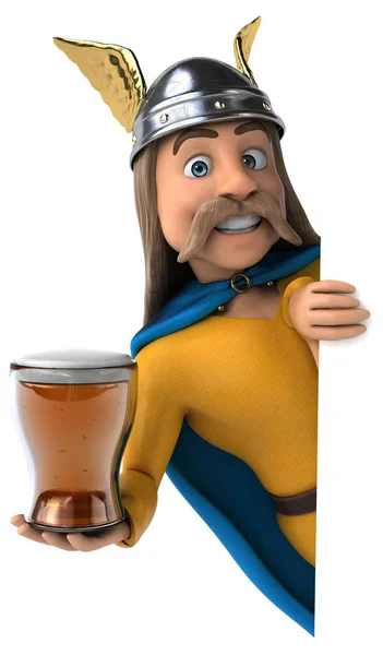 Spaß Cartoon Figur Mit Bier Illustration — Stockfoto