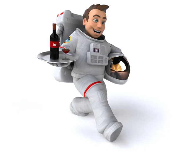 Lustige Cartoon Figur Mit Wein Illustration — Stockfoto