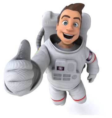Eğlenceli astronot karakteri - 3D İllüstrasyon
