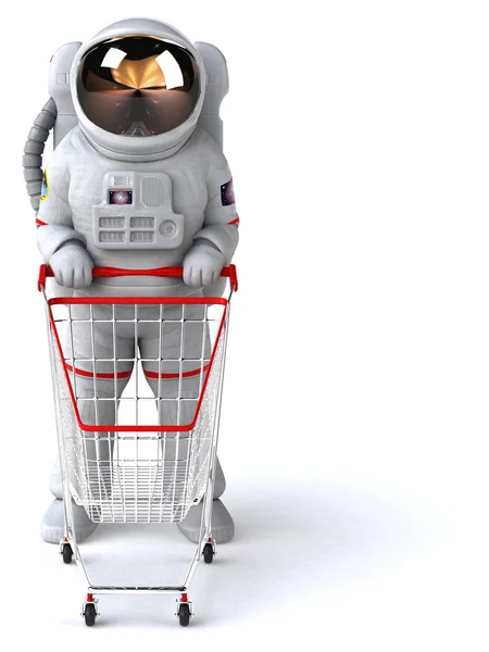 Fun Astronaut Mit Karre Illustration — Stockfoto