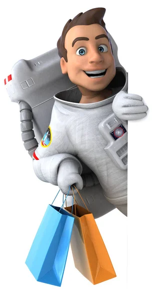 Astronauta Divertido Con Bolsas Ilustración —  Fotos de Stock