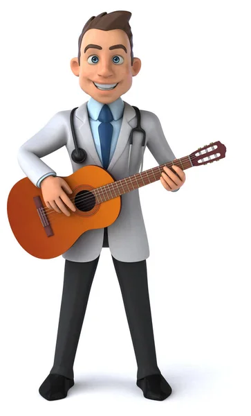 Spaß Cartoon Figur Mit Gitarre Illustration — Stockfoto