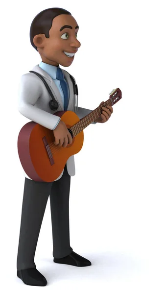 Spaß Cartoon Figur Mit Gitarre Illustration — Stockfoto