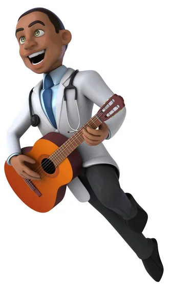 Spaß Cartoon Figur Mit Gitarre Illustration — Stockfoto