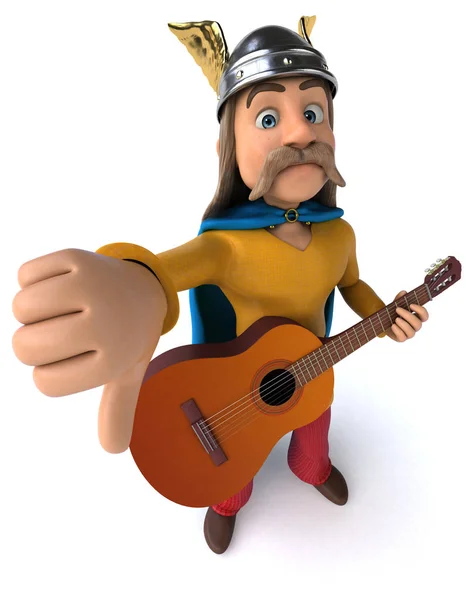 Spaß Cartoon Figur Mit Gitarre Illustration — Stockfoto