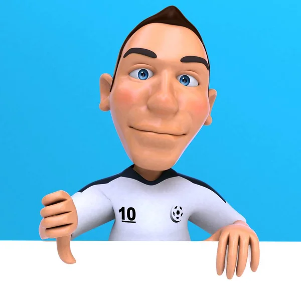 有趣的足球运动员角色 3D插图 — 图库照片
