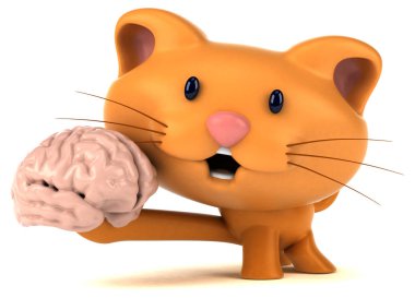 Eğlenceli çizgi film karakteri ile beyin - 3d çizim