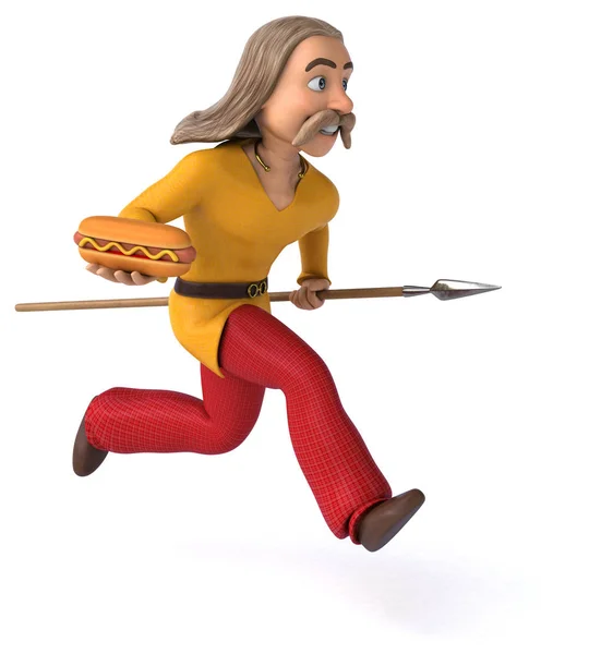 Spaß Cartoon Figur Mit Hotdog Illustration — Stockfoto