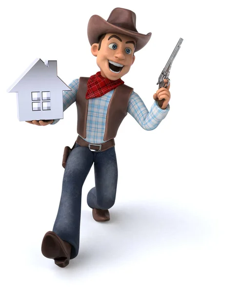 Lustige Cartoon Figur Mit Haus Illustration — Stockfoto