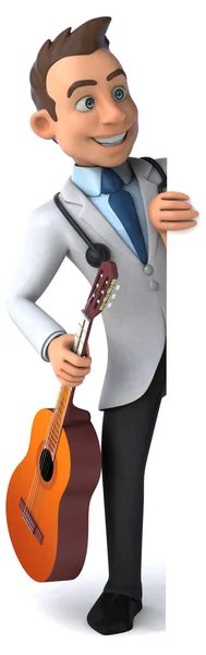 Lustige Cartoon Figur Mit Gitarre Illustration — Stockfoto