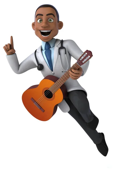 Lustige Cartoon Figur Mit Gitarre Illustration — Stockfoto