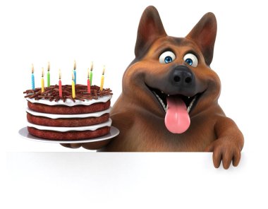 Eğlenceli çizgi film karakteri ile kek - 3d çizim