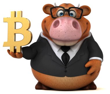 Bitcoin - 3d çizim ile eğlenceli çizgi film karakteri   