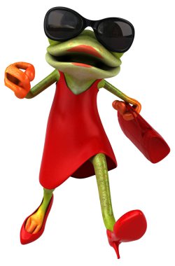 Çanta ile Eğlenceli kurbağa karakteri - 3d İllüstrasyon  