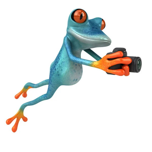 Lustige Froschfigur Mit Kamera Illustration — Stockfoto