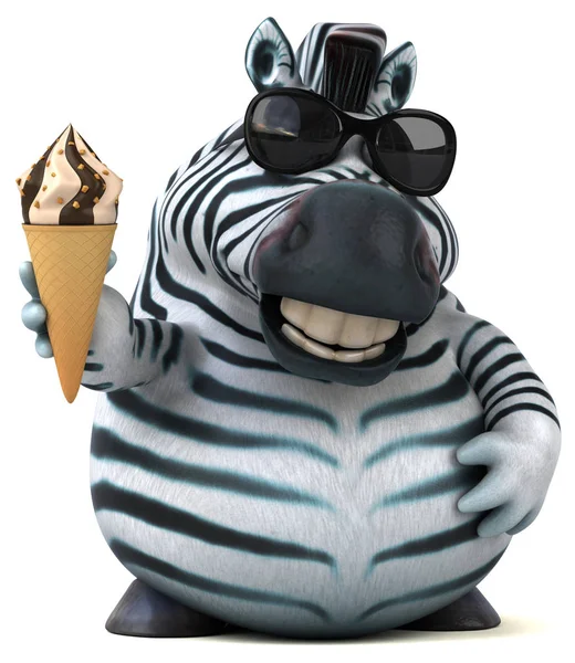 Fun zebra with ice cream - 3D Illustration