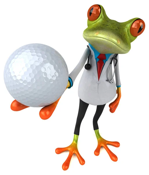 Frosch Figur Mit Ball Illustration — Stockfoto