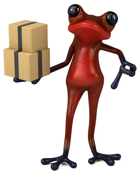 Frosch Charakter Mit Schachteln Illustration — Stockfoto