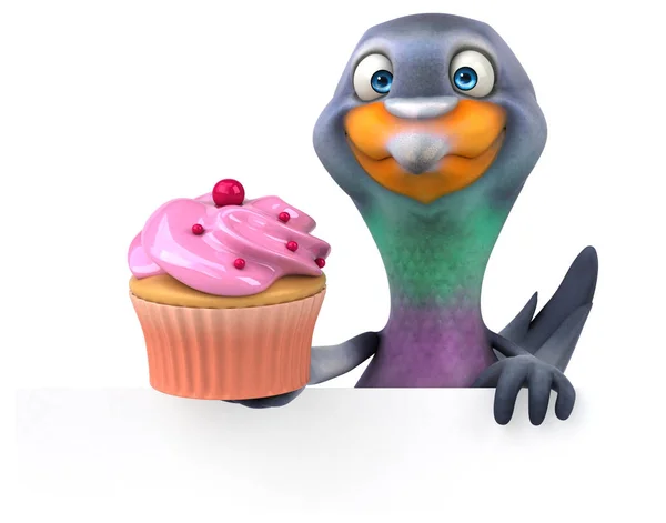 Rolig Tecknad Figur Med Cupcake Illustration — Stockfoto