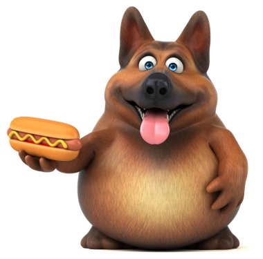 Sosisli Alman çoban köpeği - 3D Görüntü