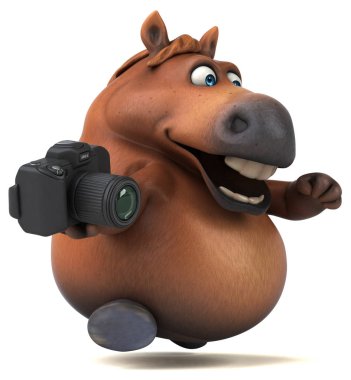 Eğlenceli çizgi film karakteri ile fotoğraf makinesi - 3d çizim