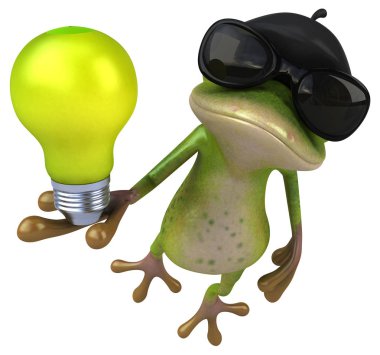 Lamba ile Eğlenceli kurbağa karakteri - 3d İllüstrasyon