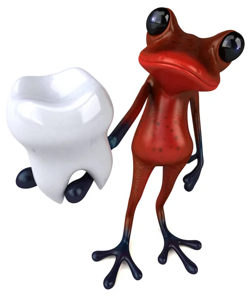 Lustige Froschfigur Mit Zahn Illustration — Stockfoto