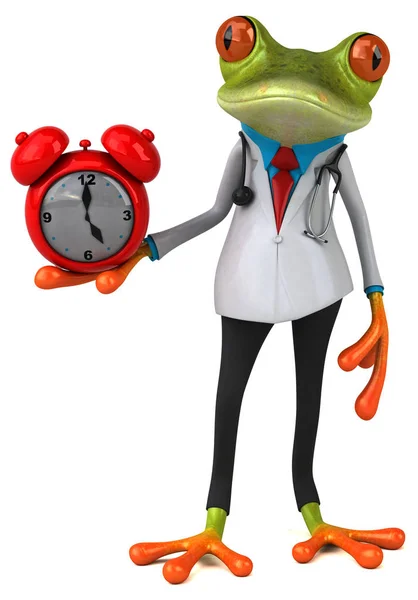 Frosch Figur Mit Uhr Illustration — Stockfoto