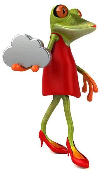 Lustige Froschfigur Mit Wolke Illustration — Stockfoto