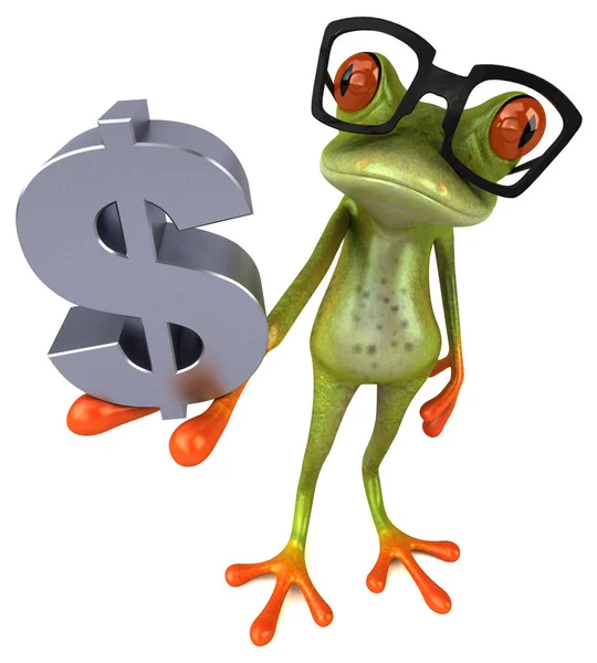 Αστείος Βάτραχος Χαρακτήρας Δολάριο Απεικόνιση — Φωτογραφία Αρχείου
