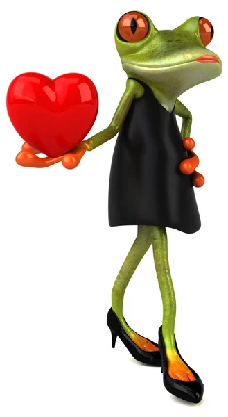 Lustige Froschfigur Mit Herz Illustration — Stockfoto
