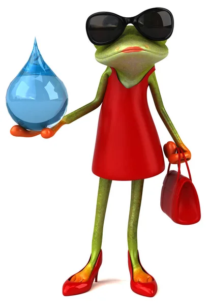 Fun Frog Character Drop Illustration — Stock Photo, Image