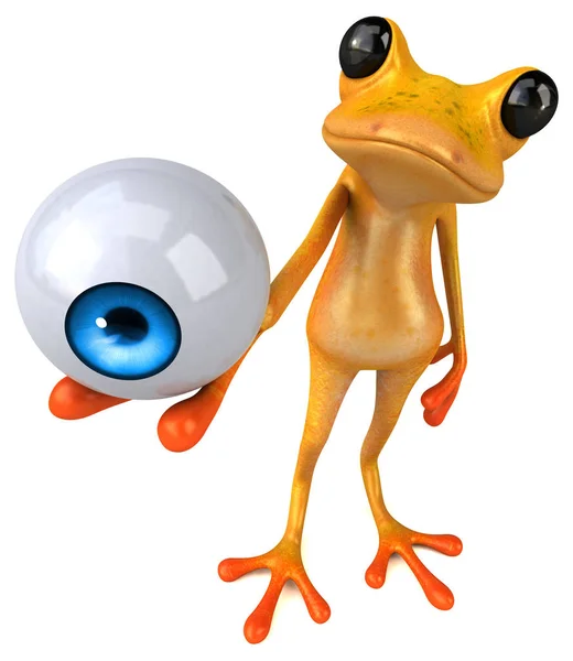 有趣的青蛙字符与眼睛 3D插图 — 图库照片