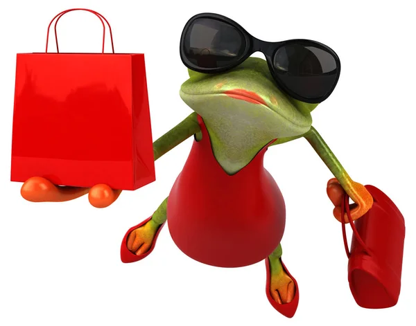 Fun Frog Character Bag Illustration — Stock Photo, Image